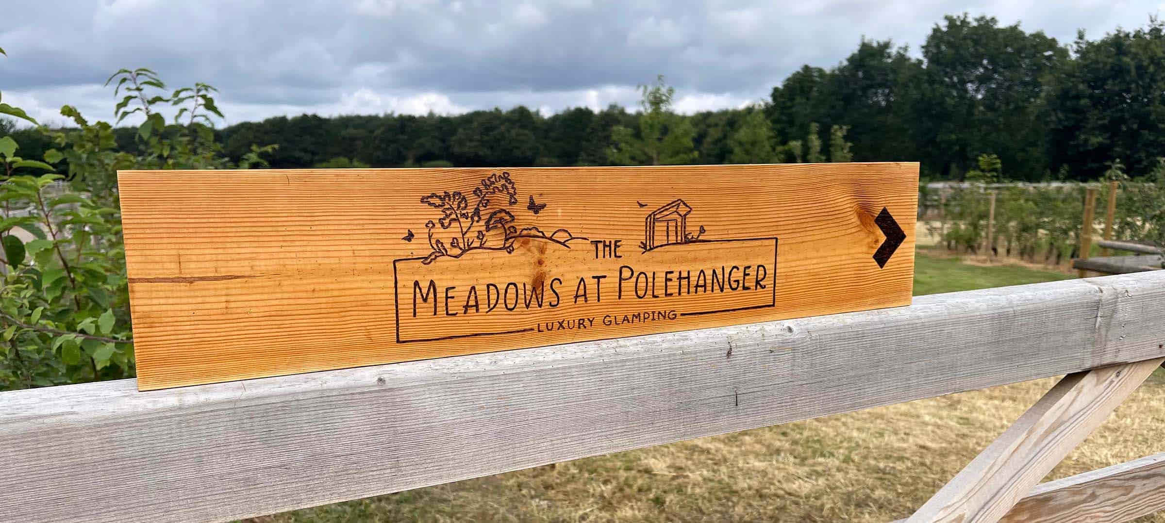 The Meadows at Polehanger wooden sign